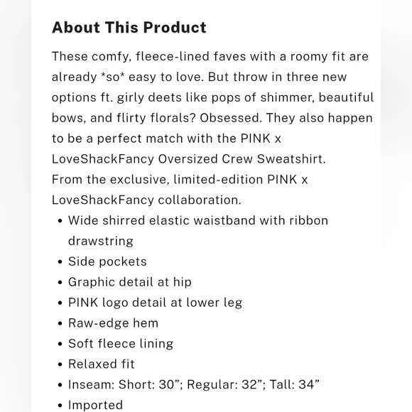 LoveShackFancy Gray Wide Leg Sweatpants with Pink Accents - Picture 14 of 14